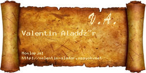 Valentin Aladár névjegykártya